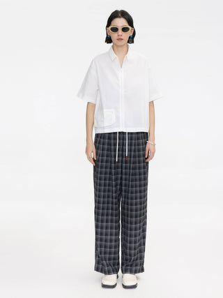 White Short Sleeve Cropped Shirt