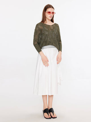 Thin V-Neck Open Knit Top