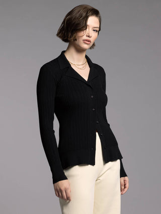 Notch Collar Knitted Top
