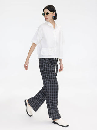 White Short Sleeve Cropped Shirt
