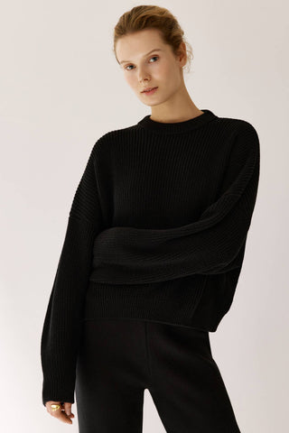Oversized Knit Sweater with Dropped Shoulders
