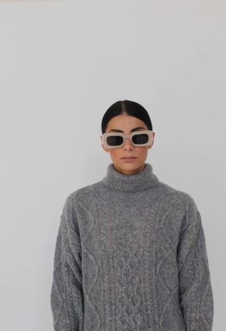 Dress with braids in Merino wool