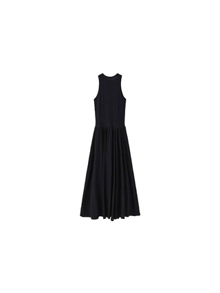 Black Textured Knitted Sleeveless Dress