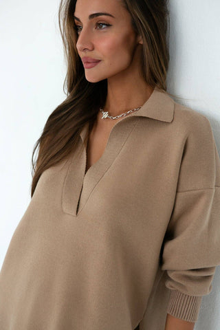 Polo Collar Detail Oversized Jumper