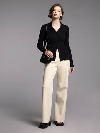 Notch Collar Knitted Top