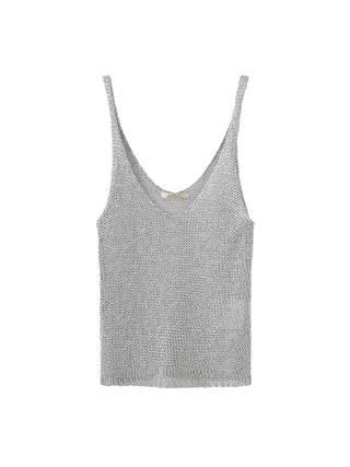 Silver Sleeveless Thin Knit Vest