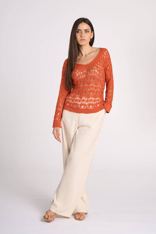 Crochet style top- perforated sweater