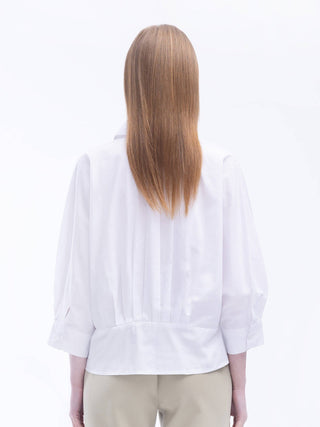 White Back Pleated Short Shirt
