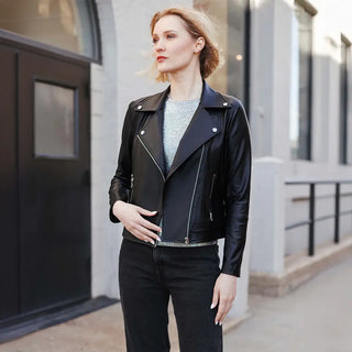 Liquid Leather Sheen Moto Zip Jacket