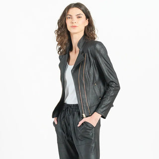 Liquid Leather Double Zip Pocket Jacket