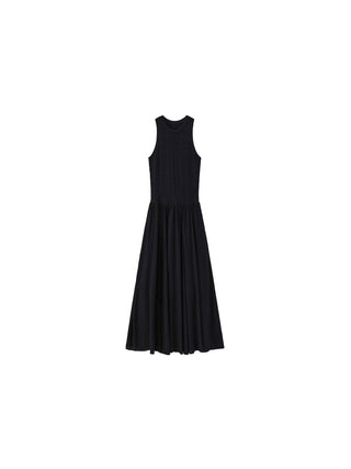 Black Textured Knitted Sleeveless Dress