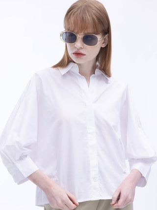 White Back Pleated Short Shirt