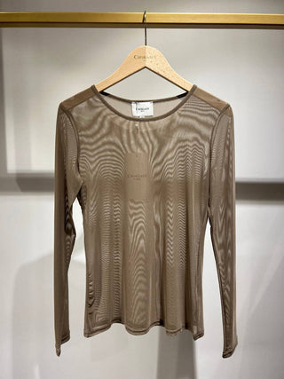Long-Sleeve Stretch Mesh Top