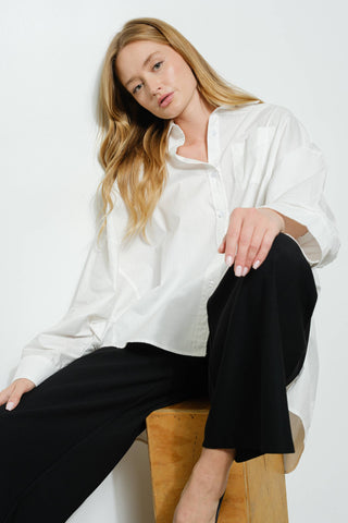 Oversize Dolman Sleeve Button Shirt
