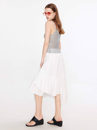 Silver Sleeveless Thin Knit Vest