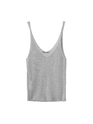 Silver Sleeveless Thin Knit Vest