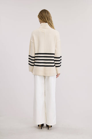 Turtleneck Striped Sweater Pullover