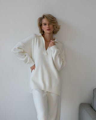 Polo Collar Detail Oversized Jumper
