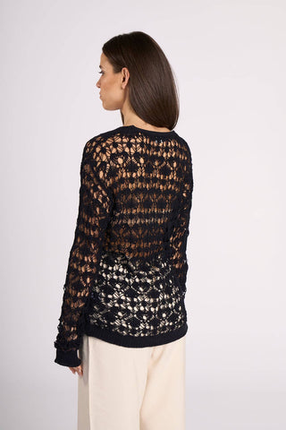 Crochet style top- perforated sweater